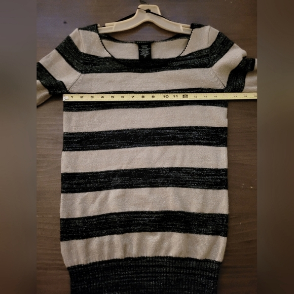Metaphor Sparkle Black Tan Striped Long Sleeve Sweater Size Small - Picture 5 of 9